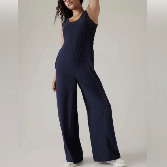 Athleta Women’s Passenger Wide Leg Jumpsuit with Ppckets- Rust Orange - Picture 10 of 11